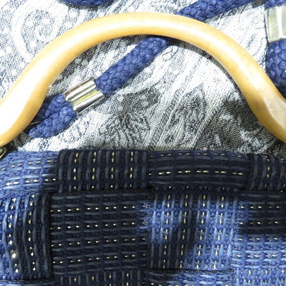 BOGO Palazzo Vecchio Firenze in Italian navy woven rafia wood handle crossbody - Picture 3 of 15